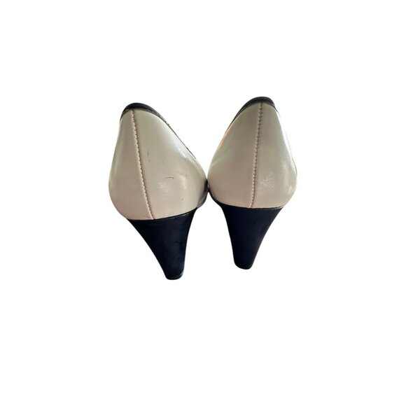 Black & Ivory Predictions Womens Heels Size 6w Round Toe Faux Leather Bow Detail - Picture 5 of 7